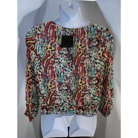 Marc New York Andrew Marc Womens Multi Color Printed Blouse Long Sleeve NEW XL - Picture 4 of 9